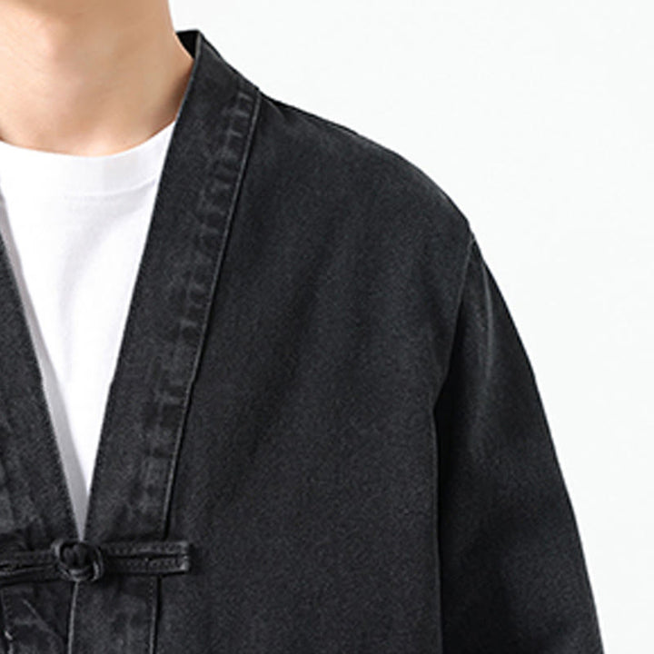 Buddha Stonesデニムボタンデザイン メンズ コットン 長袖ジャケット ポケット付き - image 8