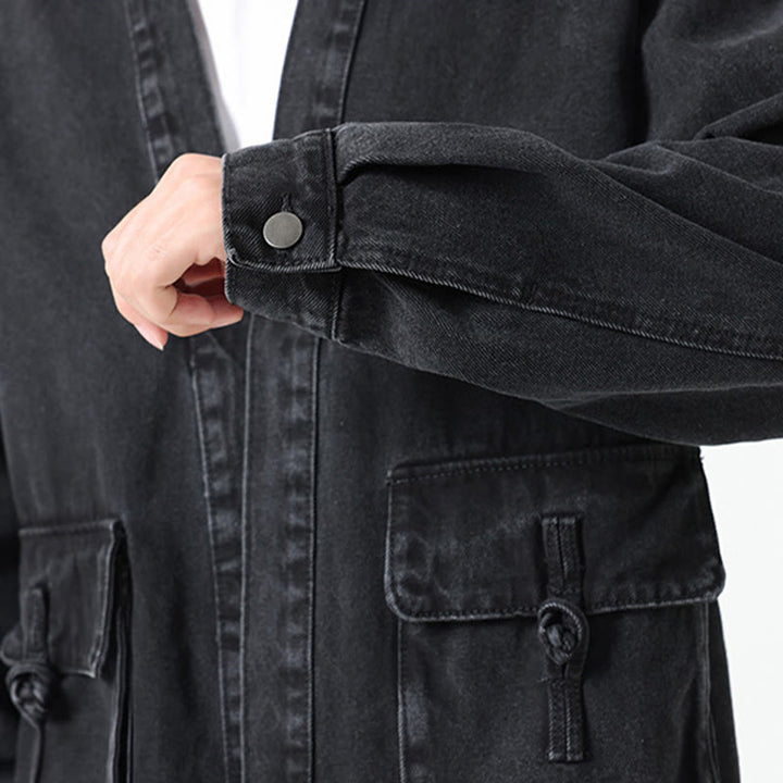 Buddha Stonesデニムボタンデザイン メンズ コットン 長袖ジャケット ポケット付き - image 9