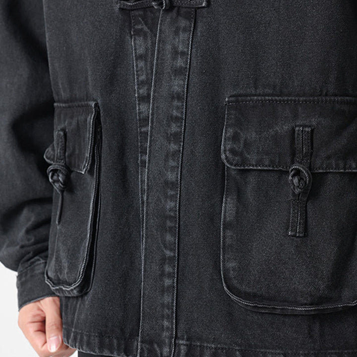 Buddha Stonesデニムボタンデザイン メンズ コットン 長袖ジャケット ポケット付き - image 10