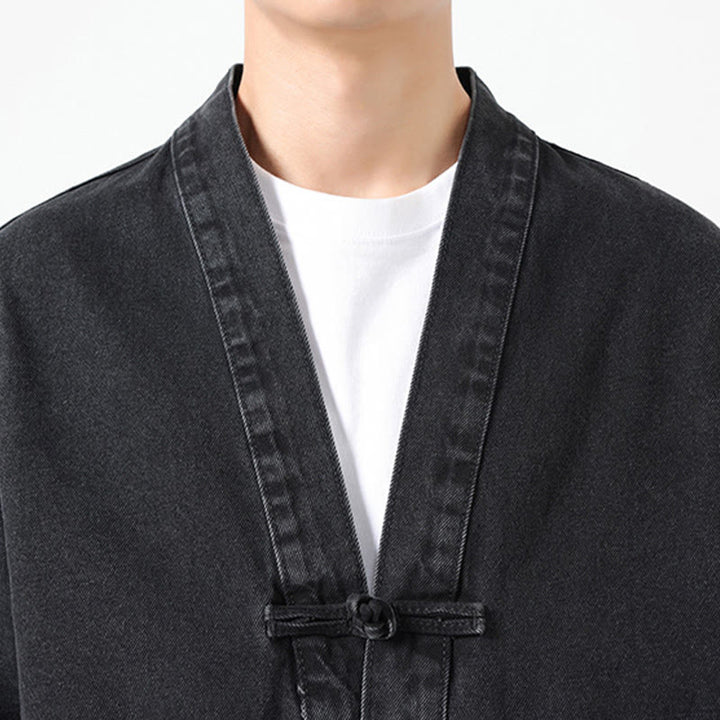 Buddha Stonesデニムボタンデザイン メンズ コットン 長袖ジャケット ポケット付き - image 7