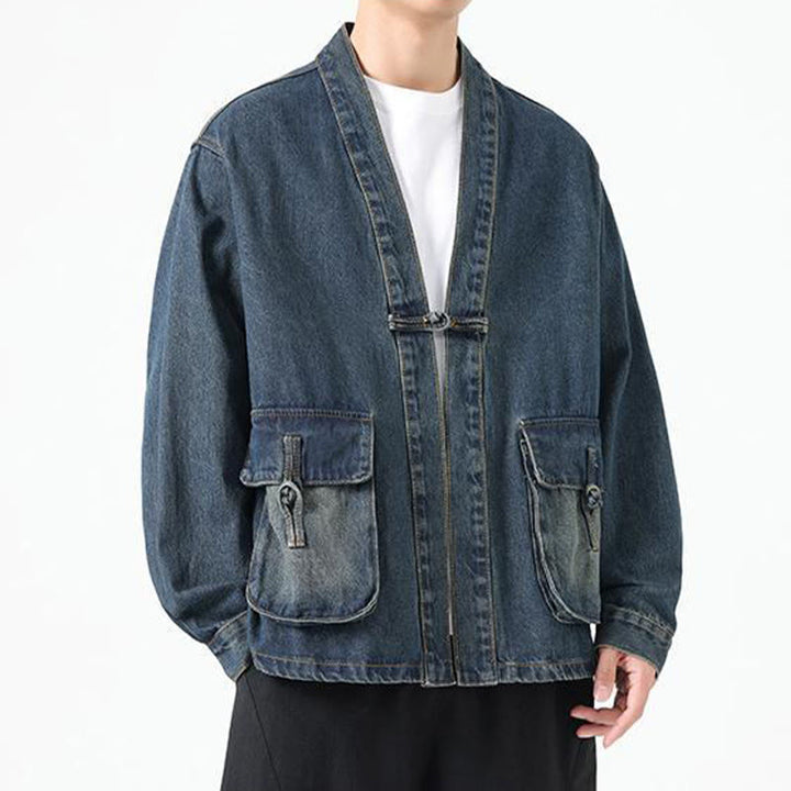 Buddha Stonesデニムボタンデザイン メンズ コットン 長袖ジャケット ポケット付き - image 23