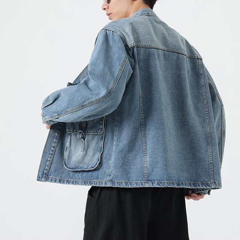 Buddha Stonesデニムボタンデザイン メンズ コットン 長袖ジャケット ポケット付き - image 15
