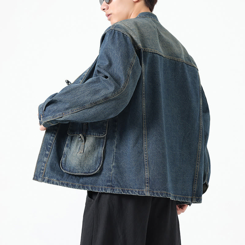 Buddha Stonesデニムボタンデザイン メンズ コットン 長袖ジャケット ポケット付き - image 22