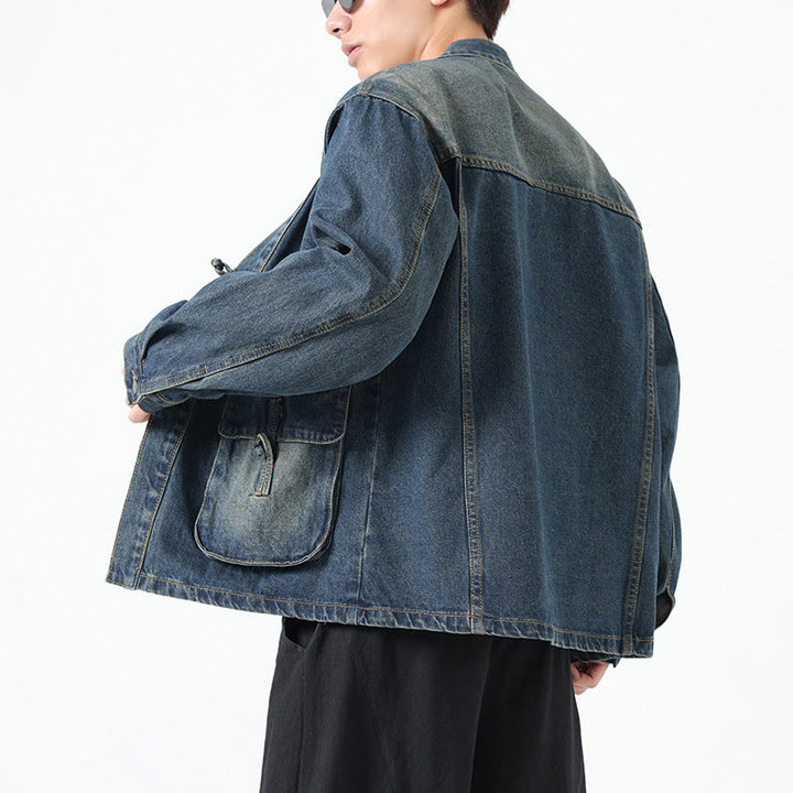 Buddha Stonesデニムボタンデザイン メンズ コットン 長袖ジャケット ポケット付き - image 22