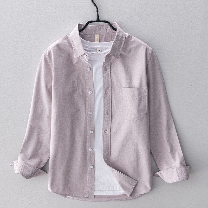 Buddha Stones無地長袖ボタンダウンデザインメンズコットンシャツ - アンティークホワイト - US/UK/AU40、EU50（3XL） - image 12