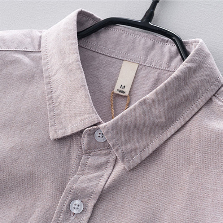 Buddha Stones無地長袖ボタンダウンデザインメンズコットンシャツ - image 14