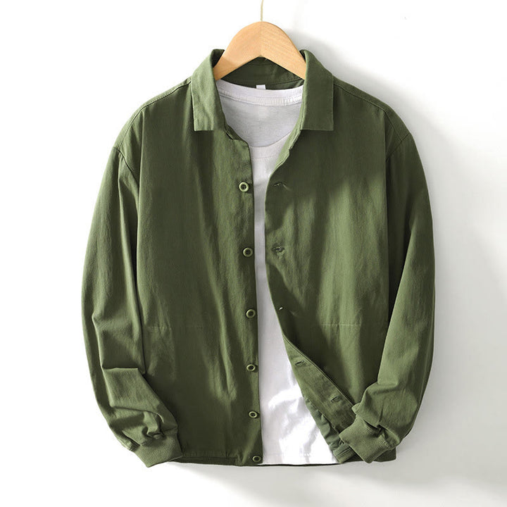 Buddha Stones秋冬 無地 長袖 ボタンダウン メンズ コットンシャツ ポケット付き - フォレストグリーン - US/UK/AU42、 EU52 (3XL) - image 23