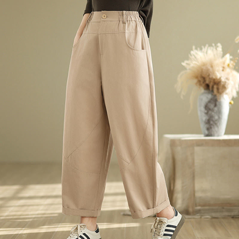 Buddha Stonesカジュアル 7-8丈 ボタン レディース コットン ポリエステル ハーレムパンツ ポケット付き - image 12