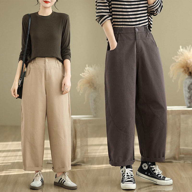 Buddha Stonesカジュアル 7-8丈 ボタン レディース コットン ポリエステル ハーレムパンツ ポケット付き - image 15