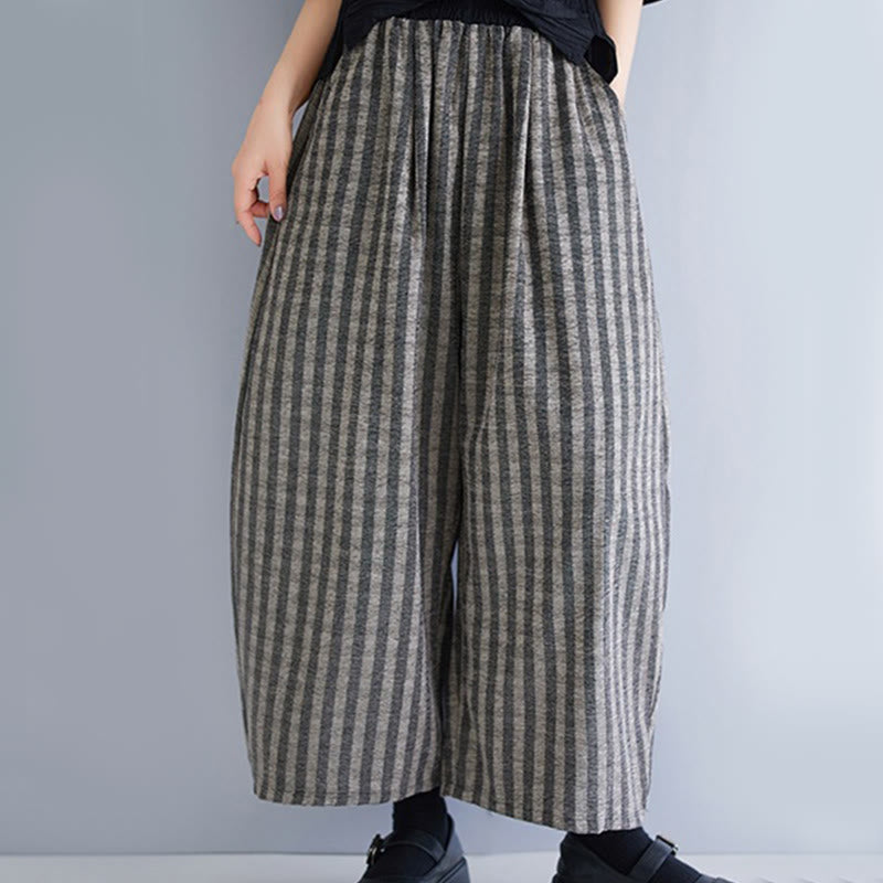 Buddha Stonesカジュアル 7-8丈 コーデュロイ ストライプ レディース ポリエステル ワイドレッグパンツ ポケット付き - image 10
