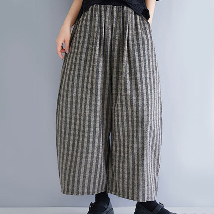 Buddha Stonesカジュアル 7-8丈 コーデュロイ ストライプ レディース ポリエステル ワイドレッグパンツ ポケット付き - image 10