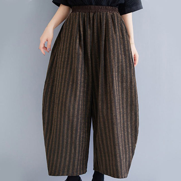 Buddha Stonesカジュアル 7-8丈 コーデュロイ ストライプ レディース ポリエステル ワイドレッグパンツ ポケット付き - サドルブラウン - US8-10，UK/AU12-14，EU40-42 (2XL) - image 13