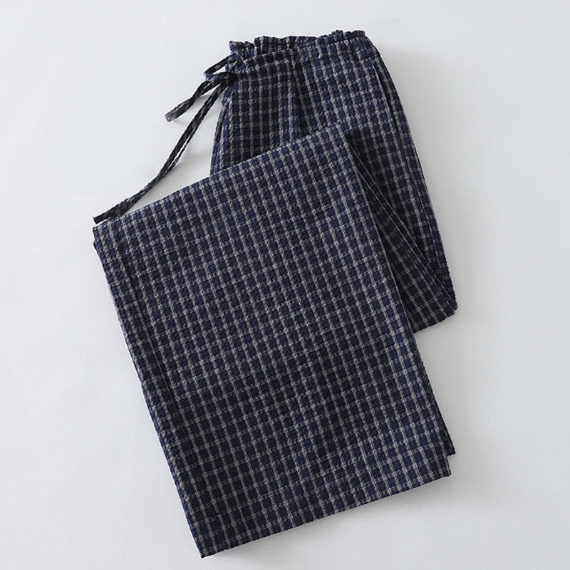 Buddha Stonesカジュアル チェック柄 レディース コットン ワイドレッグパンツ ポケット付き - image 3