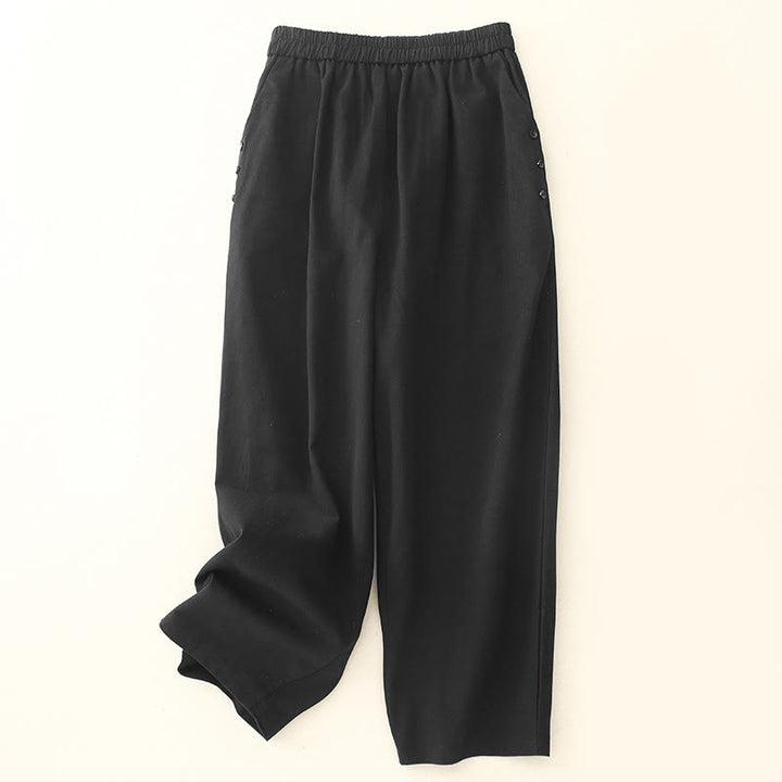 Buddha Stonesカジュアル スナップボタン レディース コットン ポリエステル パンツ ポケット付き - 黒 - US8-10，UK/AU12-14，EU40-42 (2XL) - image 8