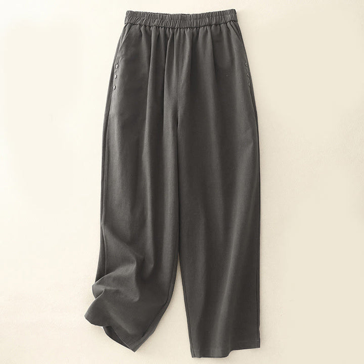 Buddha Stonesカジュアル スナップボタン レディース コットン ポリエステル パンツ ポケット付き - 薄暗い灰色 - US8-10，UK/AU12-14，EU40-42 (2XL) - image 11