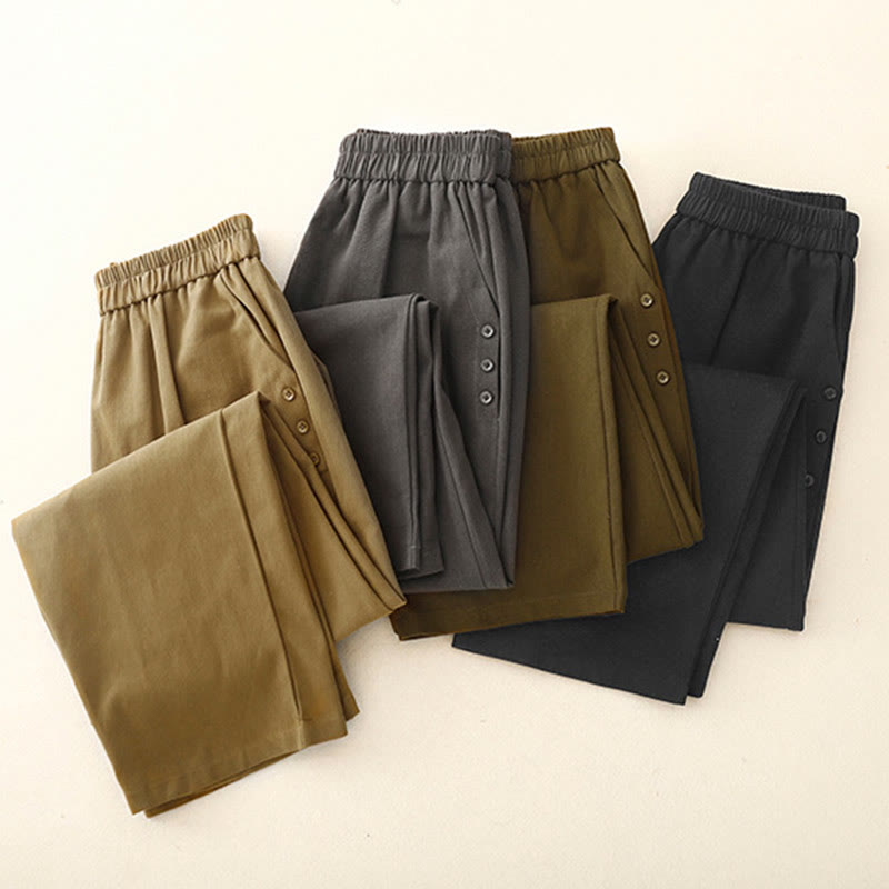 Buddha Stonesカジュアル スナップボタン レディース コットン ポリエステル パンツ ポケット付き - image 16