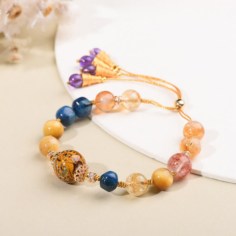 Buddha Stonesチベット漆ビーズ手編み各種クリスタルパワーブレスレット - image 1
