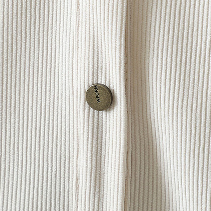 Buddha Stones通勤用無地ボタンコットンコーデュロイレディース長袖シャツ - image 13