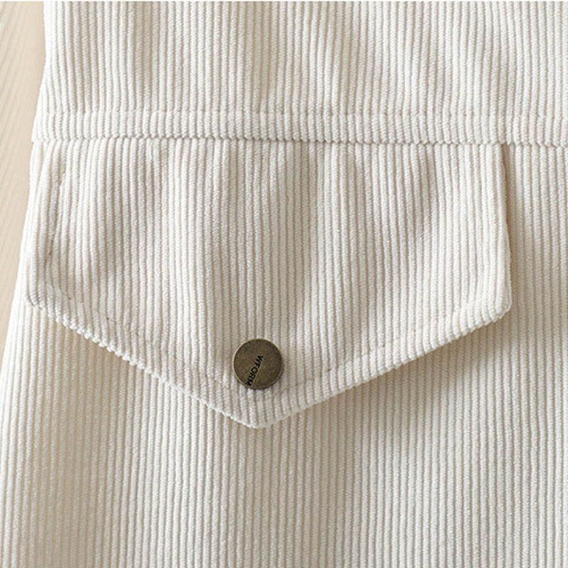 Buddha Stones通勤用無地ボタンコットンコーデュロイレディース長袖シャツ - image 12