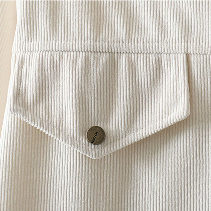 Buddha Stones通勤用無地ボタンコットンコーデュロイレディース長袖シャツ - image 12