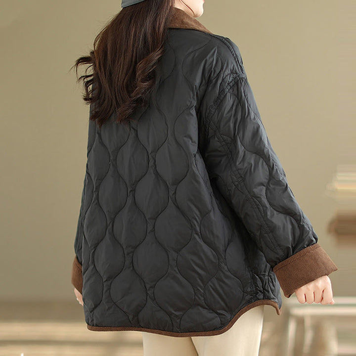Buddha Stonesコントラストカラーラペルレディース長袖コットンジャケットポケット付き - image 7