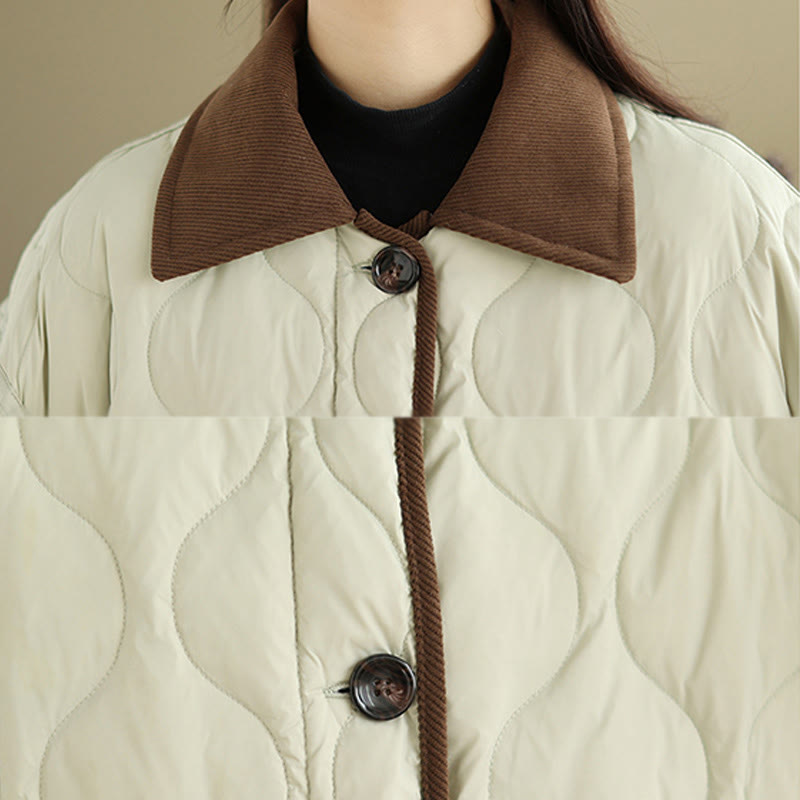 Buddha Stonesコントラストカラーラペルレディース長袖コットンジャケットポケット付き - image 22