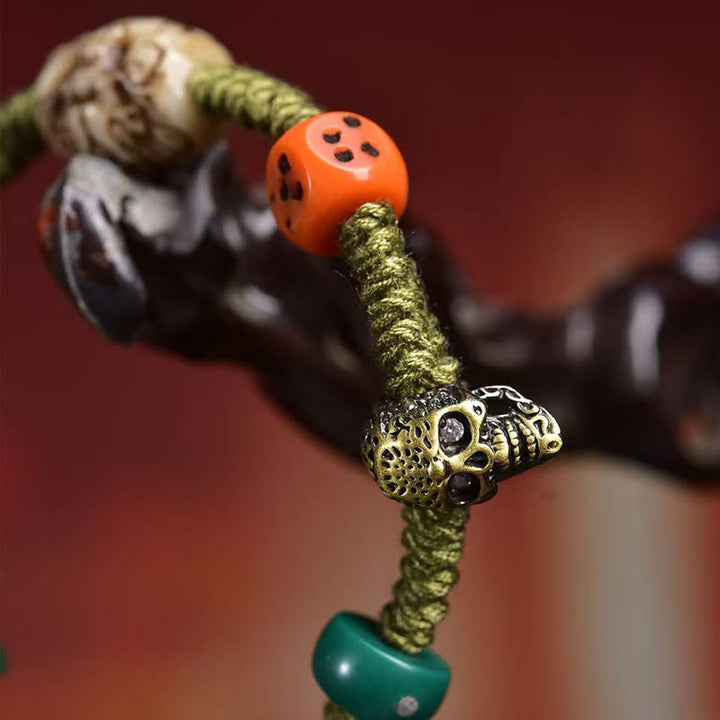 Buddha Stonesチベット龍模様サイコロ手作りロープブレスレット - image 5