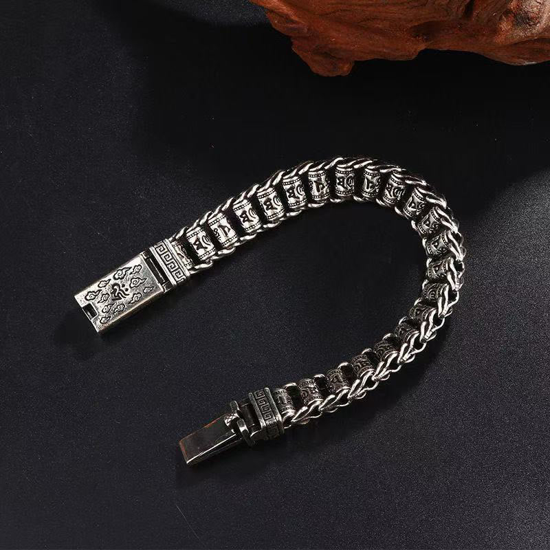 Buddha Stonesチベットの吉兆の雲 銅製 オム・オーム・マニ・パドメ・フム平和の金属ブレスレット - image 2