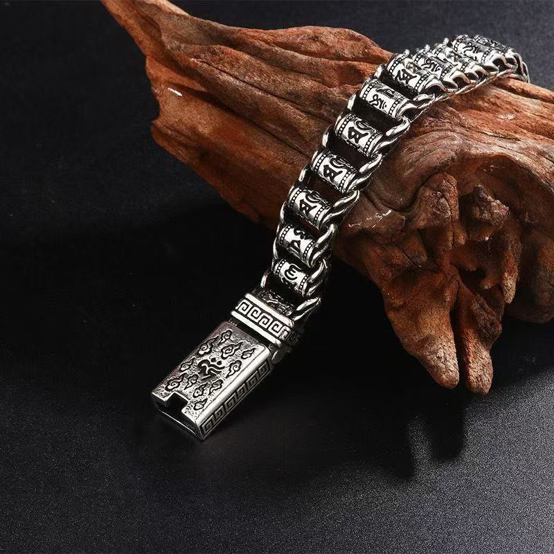 Buddha Stonesチベットの吉兆の雲 銅製 オム・オーム・マニ・パドメ・フム平和の金属ブレスレット - image 1