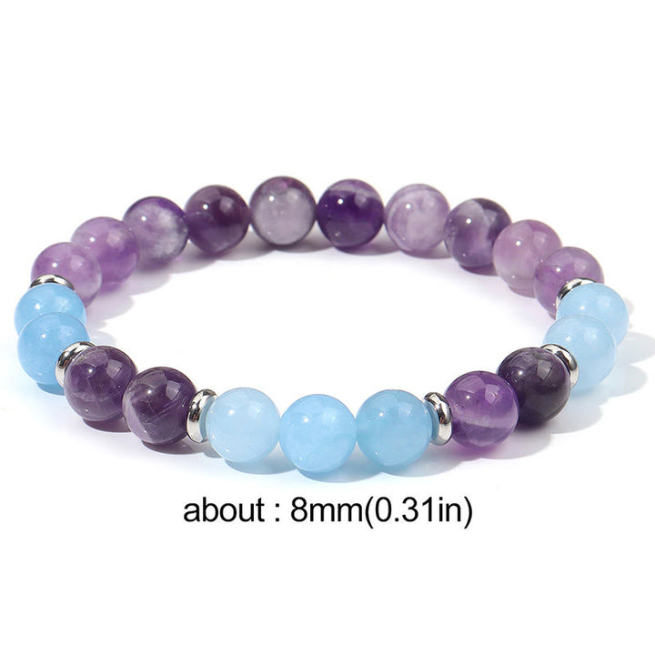Buddha Stonesアメジスト アクアマリン スペーサービーズ 平和ブレスレット - image 4
