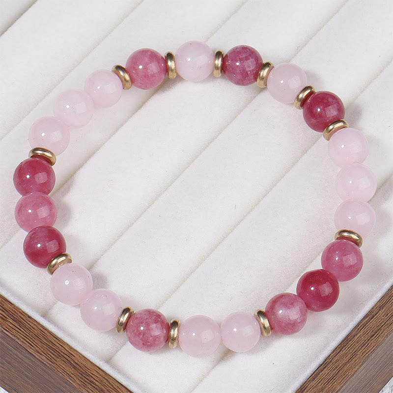 Buddha Stonesストロベリークォーツ ピンククリスタルビーズ ラブ幸運を呼ぶブレスレット - image 3