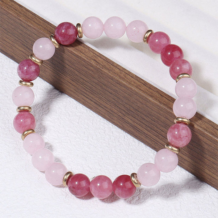 Buddha Stonesストロベリークォーツ ピンククリスタルビーズ ラブ幸運を呼ぶブレスレット - image 2
