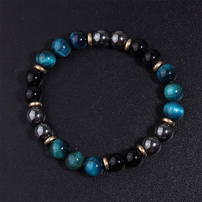 Buddha Stones天然ブルータイガーアイビーズバランスブレスレット - ブルータイガーアイ（手首周り：19～22cm） - image 0