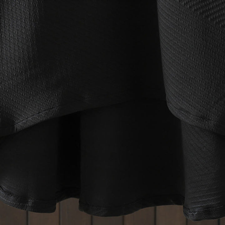Buddha Stonesピュアカラー イレギュラーデザイン コットン タートルネック ロングスリーブ ミディドレス ポケット付き - image 6