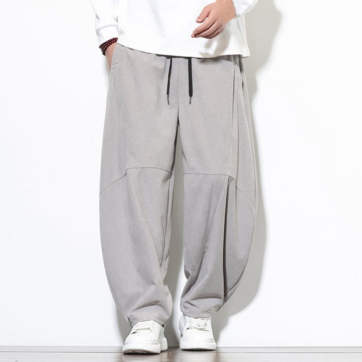 Buddha Stonesドローストリング 無地 テーパードデザイン コットンコーデュロイ メンズ ハーレムパンツ ポケット付き - image 9