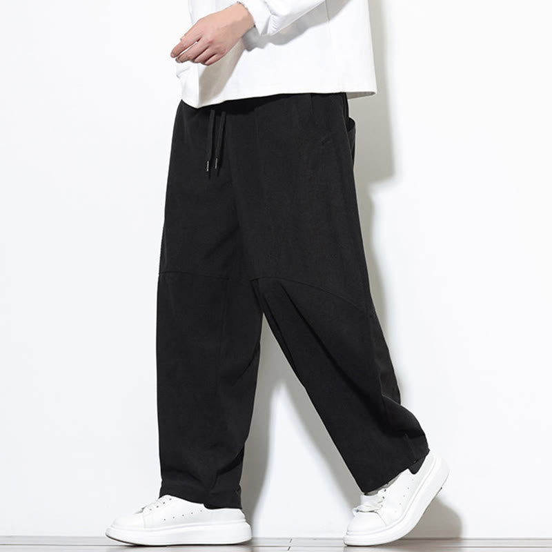 Buddha Stonesドローストリング 無地 テーパードデザイン コットンコーデュロイ メンズ ハーレムパンツ ポケット付き - image 27