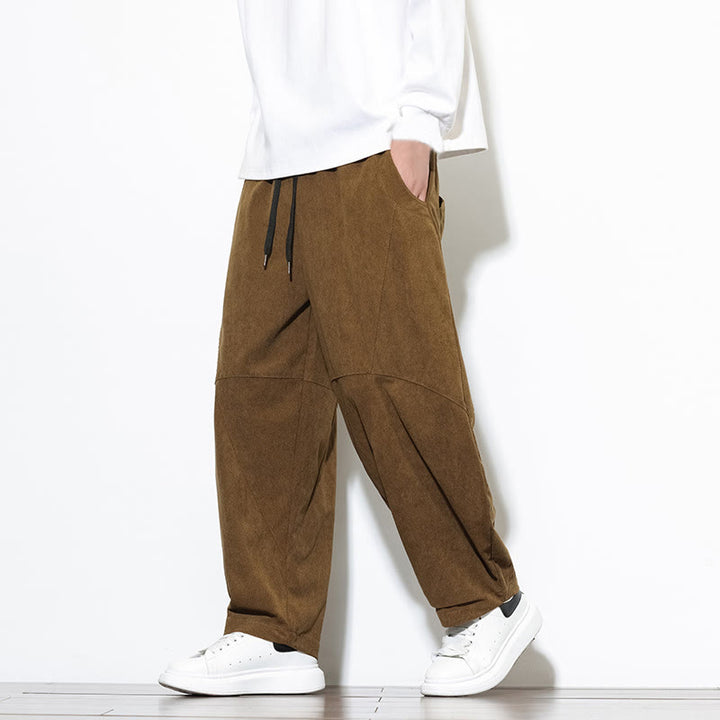 Buddha Stonesドローストリング 無地 テーパードデザイン コットンコーデュロイ メンズ ハーレムパンツ ポケット付き - image 34