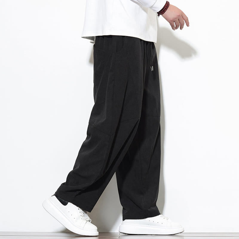 Buddha Stonesドローストリング 無地 テーパードデザイン コットンコーデュロイ メンズ ハーレムパンツ ポケット付き - image 28