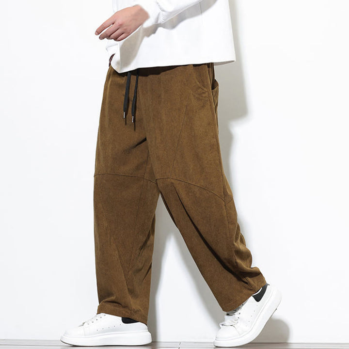 Buddha Stonesドローストリング 無地 テーパードデザイン コットンコーデュロイ メンズ ハーレムパンツ ポケット付き - image 31
