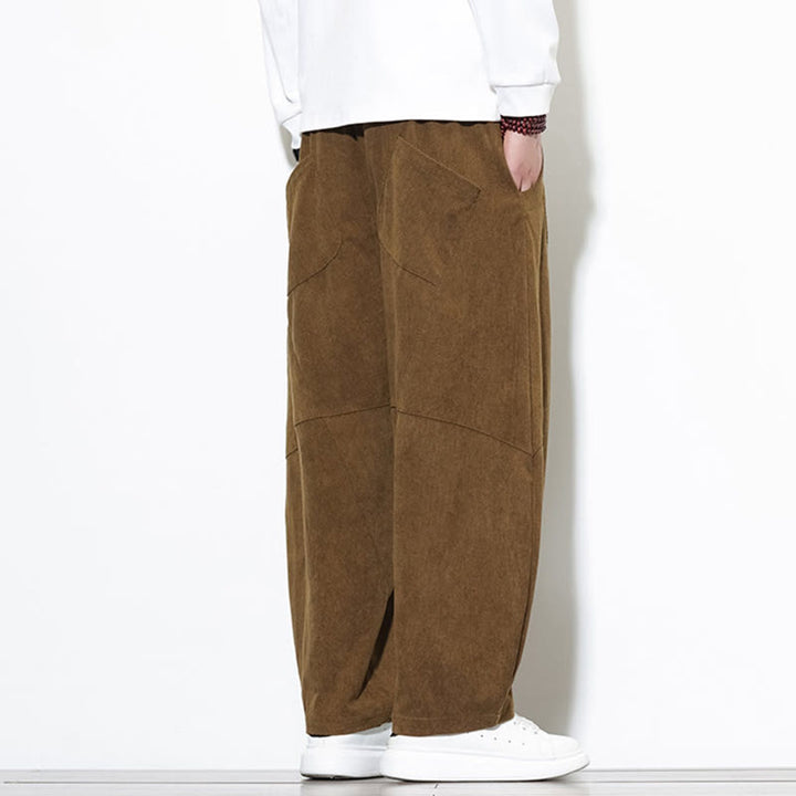 Buddha Stonesドローストリング 無地 テーパードデザイン コットンコーデュロイ メンズ ハーレムパンツ ポケット付き - image 33