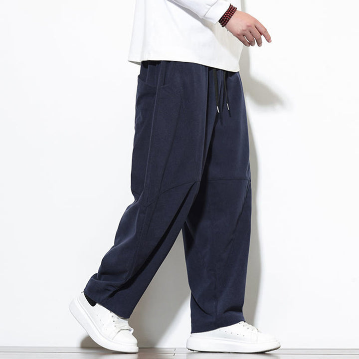 Buddha Stonesドローストリング 無地 テーパードデザイン コットンコーデュロイ メンズ ハーレムパンツ ポケット付き - image 7