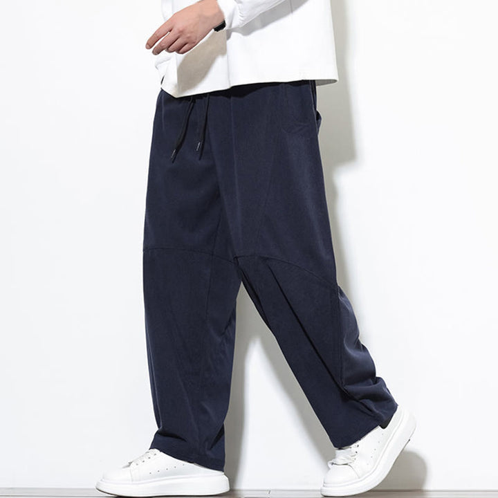 Buddha Stonesドローストリング 無地 テーパードデザイン コットンコーデュロイ メンズ ハーレムパンツ ポケット付き - image 6