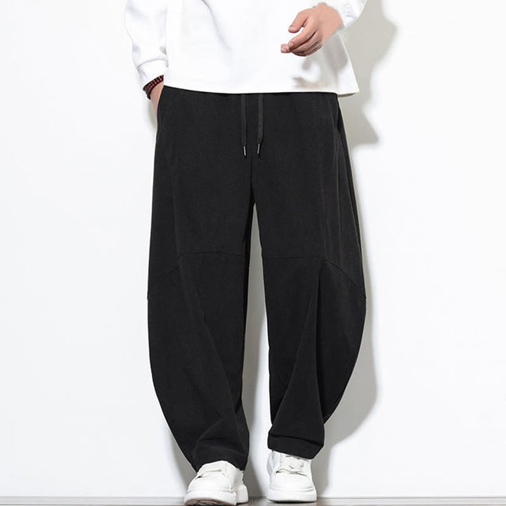 Buddha Stonesドローストリング 無地 テーパードデザイン コットンコーデュロイ メンズ ハーレムパンツ ポケット付き - image 21