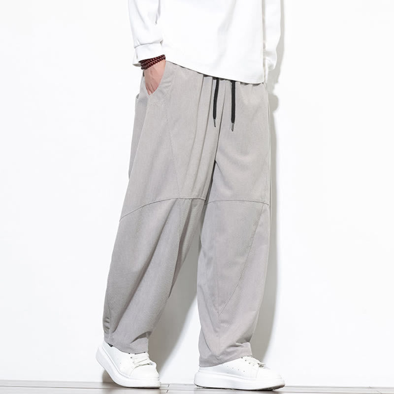 Buddha Stonesドローストリング 無地 テーパードデザイン コットンコーデュロイ メンズ ハーレムパンツ ポケット付き - image 14