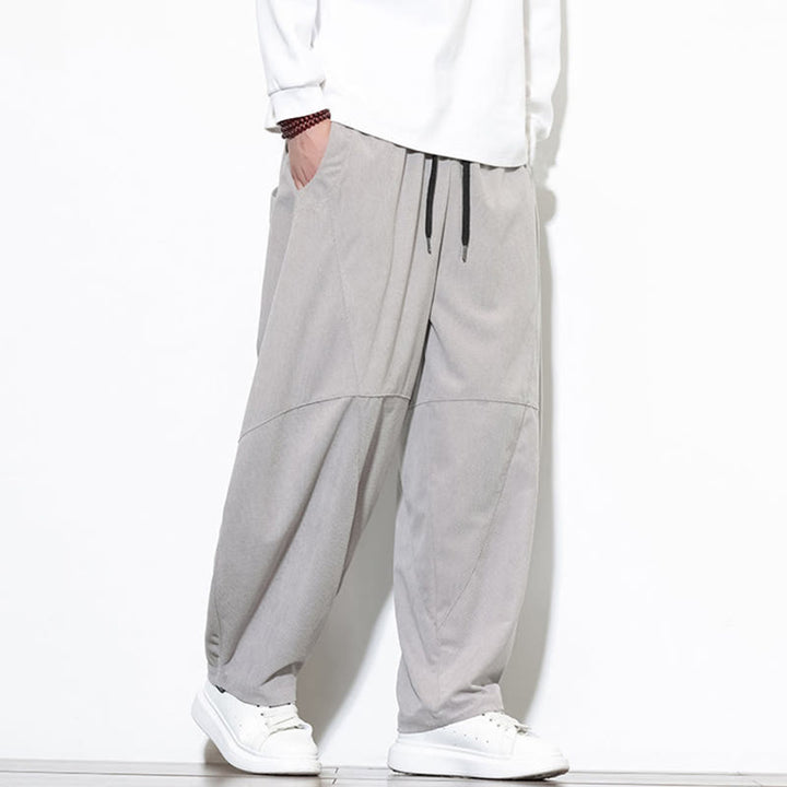Buddha Stonesドローストリング 無地 テーパードデザイン コットンコーデュロイ メンズ ハーレムパンツ ポケット付き - image 14