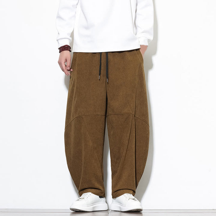 Buddha Stonesドローストリング 無地 テーパードデザイン コットンコーデュロイ メンズ ハーレムパンツ ポケット付き - ダークゴールデンロッド - US/UK/AU46、 EU56 (5XL) - image 29