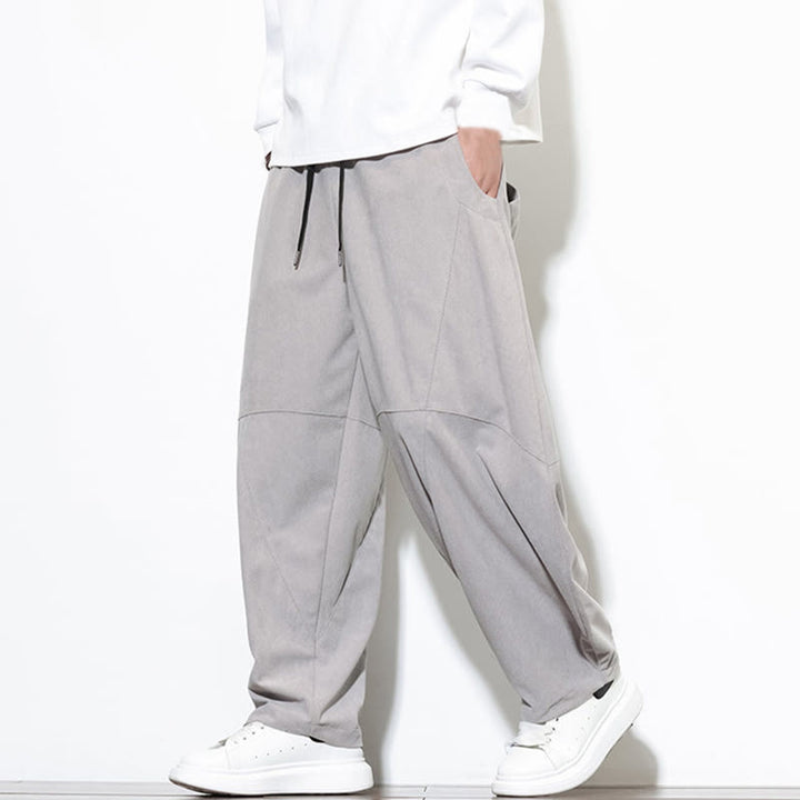 Buddha Stonesドローストリング 無地 テーパードデザイン コットンコーデュロイ メンズ ハーレムパンツ ポケット付き - image 11