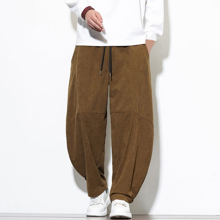 Buddha Stonesドローストリング 無地 テーパードデザイン コットンコーデュロイ メンズ ハーレムパンツ ポケット付き - image 30