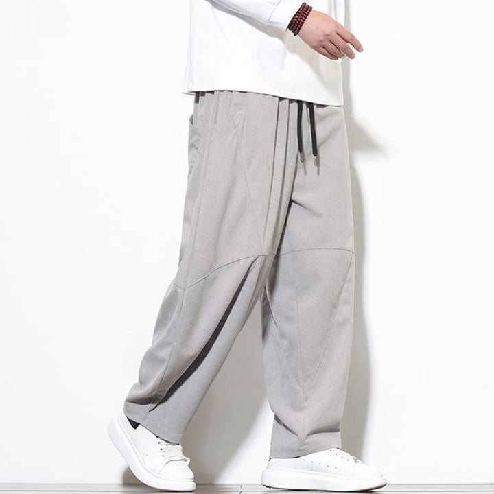 Buddha Stonesドローストリング 無地 テーパードデザイン コットンコーデュロイ メンズ ハーレムパンツ ポケット付き - image 15