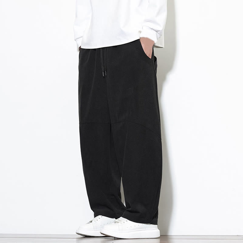 Buddha Stonesドローストリング 無地 テーパードデザイン コットンコーデュロイ メンズ ハーレムパンツ ポケット付き - image 23